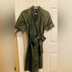 DIANE VON FURSTENBERG Silk Wrap Dress, Dark Olive Green